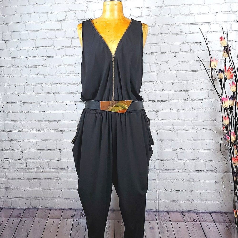 City Chic Sleeveless Baggie Jumpsuit Black Size XS - Picture 3 of 16